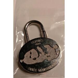 Hermes Cadena Charm Padlock Pendant Mediterranean Sea Silver Limited Edition